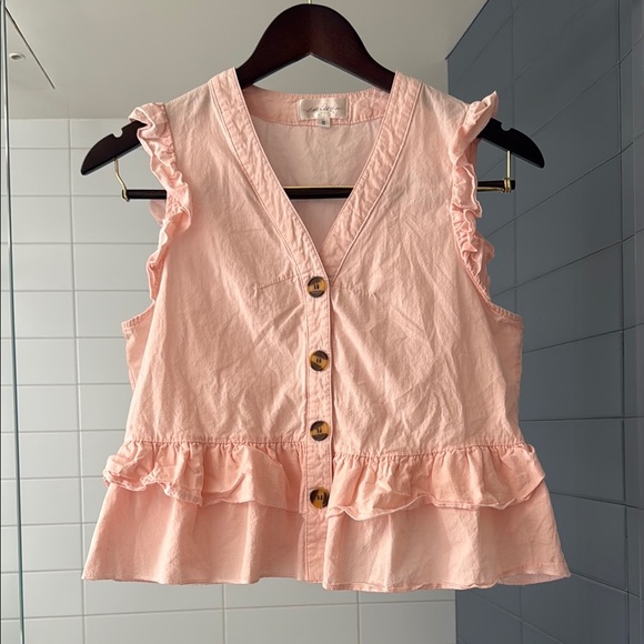 Little White House Pink Flutter Sleeve Peplum Tank Top Size Small - Picture 1 of 10